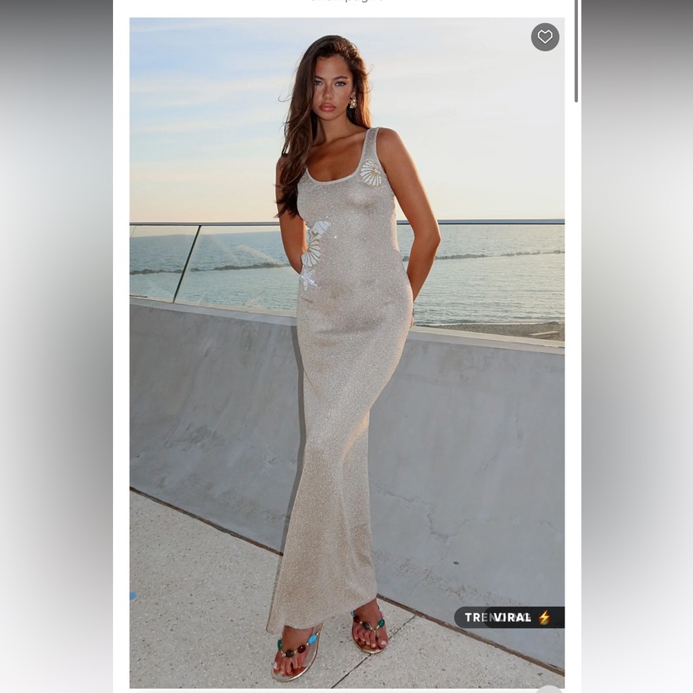 White Fox Boutique Marine Mist Sequin Knit Maxi Dress